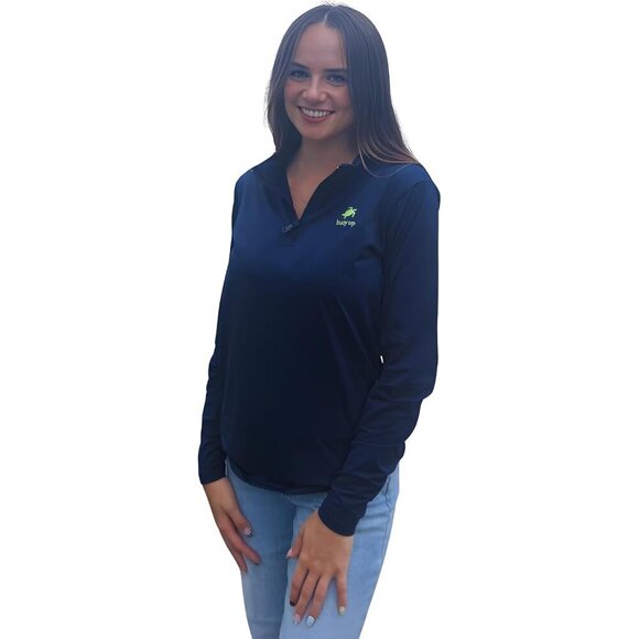 Women's Performance Quarter-Zip Pullover Athletic Mock Neck Navy Large
